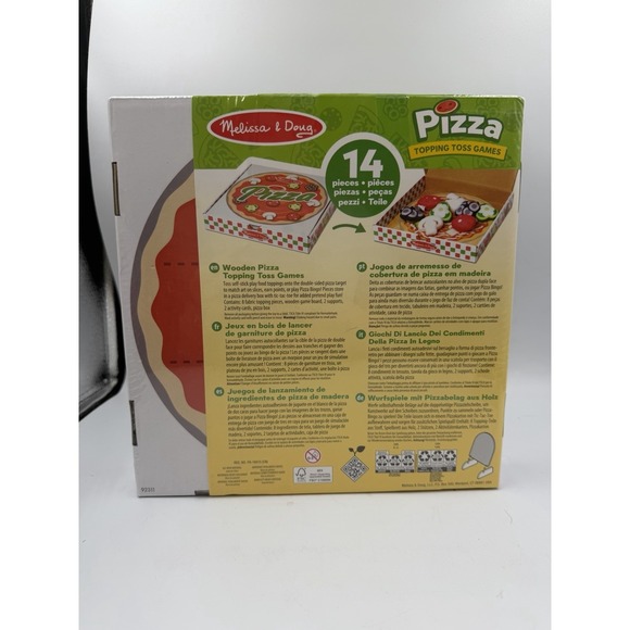 Melissa & Doug Wooden Double-Sided Pizza Topping Toss Games 14-Piece, New Sealed - Picture 5 of 9